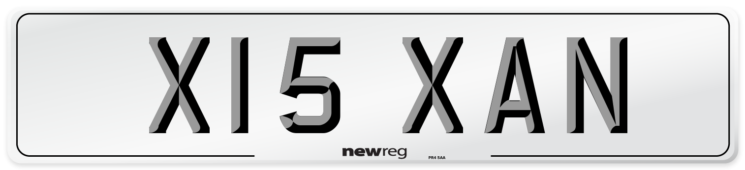 X15 XAN Number Plate from New Reg